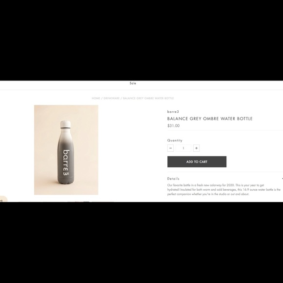 BALANCE ROSE GOLD OMBRÉ WATER BOTTLE - Picture 2 of 3